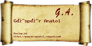 Gáspár Anatol névjegykártya